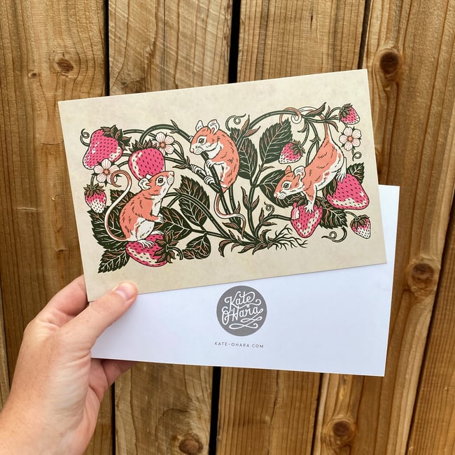 Strawberries & Mice Print