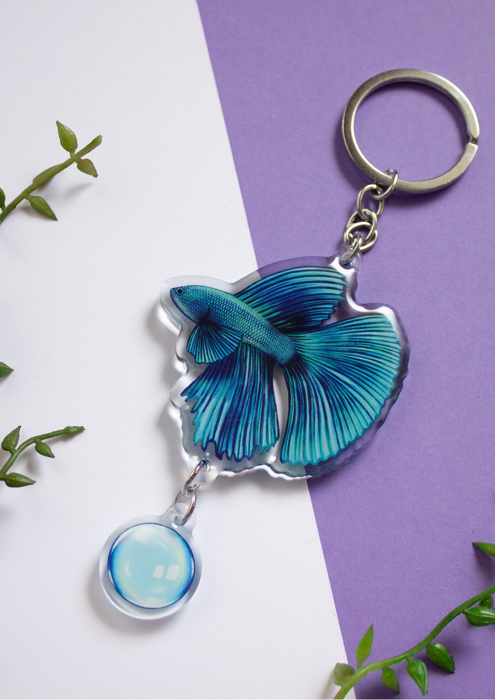 Image of Fighting Fish Connection Charm Keychain