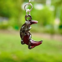 Image 5 of Red Gem Moon and Star Asymmetric Earrings