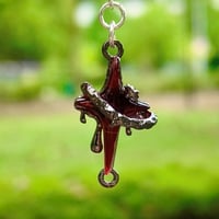 Image 4 of Red Gem Moon and Star Asymmetric Earrings