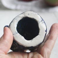 Image 12 of Small Blue Ceramic Cat, Handcrafted Cat Sculpture, Indoor Outdoor, Made in USA