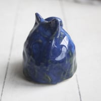Image 10 of Small Blue Ceramic Cat, Handcrafted Cat Sculpture, Indoor Outdoor, Made in USA