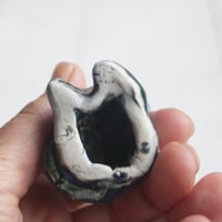 Image 12 of Tiny Cat Sculpture in Blue and Green Glaze, Handcrafted Ceramic Cat figurine, Made in USA