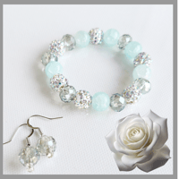 Image 1 of NEW!!! Bright Sea Mist Glitter Bracelet and Sea Mist Earrings for Kids Teens Girls 
