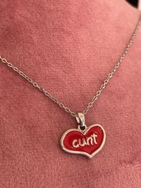 Silver & Red Cunt Necklace