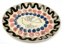 Image 1 of Dove small handbuilt and hand decorated earthenware oval plate