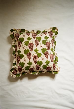 Image of Grapevines and Dragonflies ruffle cushion