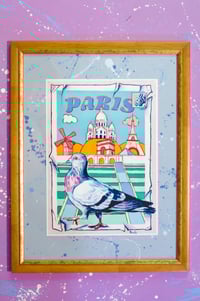Image 1 of Paris grande carte postage print encadré- Large Paris postcard framed print