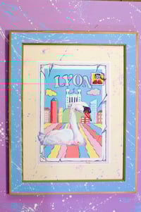 Grande carte postale de Lyon print encadré-  Large Lyon postcard framed print