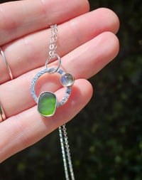 Image 3 of Ocean Mystery - Cornish Green Seaglass and Labradorite Necklace 