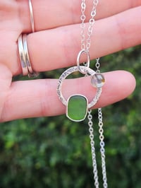 Image 6 of Ocean Mystery - Cornish Green Seaglass and Labradorite Necklace 