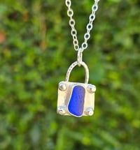 Image 6 of Cornish Seaglass Necklace  - Cobalt Blue 