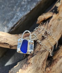 Image 2 of Cornish Seaglass Necklace  - Cobalt Blue 