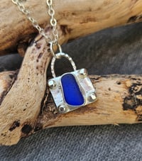 Image 3 of Cornish Seaglass Necklace  - Cobalt Blue 