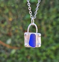 Image 4 of Cornish Seaglass Necklace  - Cobalt Blue 