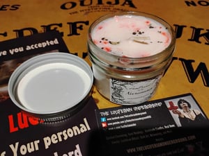 Image of Hand Poured NECROMANCY JAR CANDLE Soy Wax Peach color