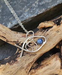Image 3 of Sterling Silver Fish Necklace - with Kyanite Gemstone 