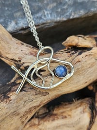 Image 5 of Sterling Silver Fish Necklace - with Kyanite Gemstone 
