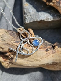 Image 2 of Sterling Silver Fish Necklace - with Kyanite Gemstone 