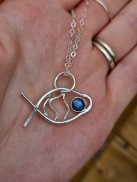 Image 1 of Sterling Silver Fish Necklace - with Kyanite Gemstone 