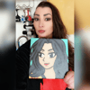 WWE Victoria Blue Closeup Painting One-of-a-Kind Custom 8"x8" Artwork