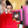 WWE Victoria Skull & Crossbone Painting One-of-a-Kind Custom 8"x8" Artwork