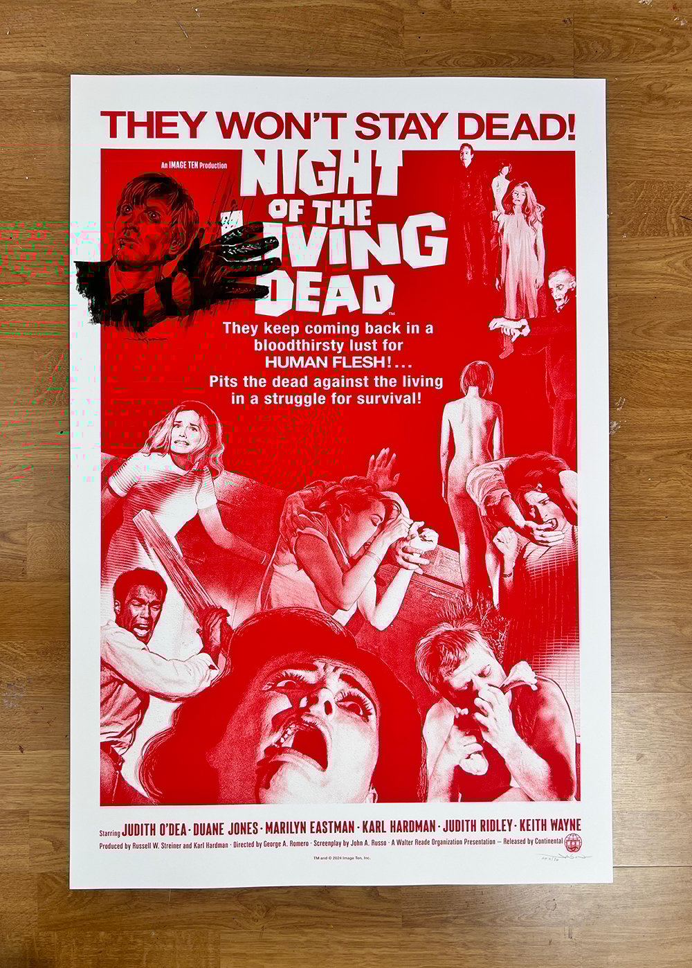 "Night of the Living Dead" (Red Variant Remarque) 24" x 36" limited AP edition screen print
