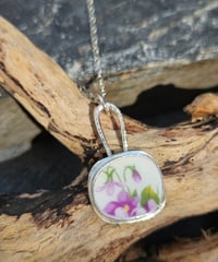 Image 5 of  Sterling Silver Floral  Necklace - made from vintage plate piece 