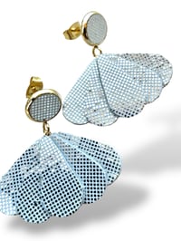 Boucles Ibiza petit - blanc mini pois argent
