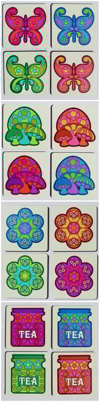 Image 3 of Set of 4 Retro Handmade Wooden Coasters