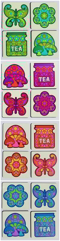 Image 2 of Set of 4 Retro Handmade Wooden Coasters