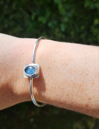 Image 6 of Opal Triplet Sterling Silver open cuff bangle - Size Small 