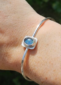 Image 1 of Opal Triplet Sterling Silver open cuff bangle - Size Small 
