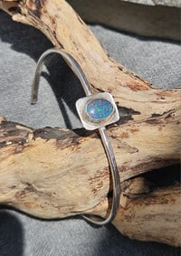 Image 2 of Opal Triplet Sterling Silver open cuff bangle - Size Small 