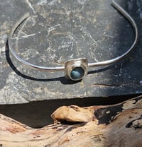 Image 4 of Opal Triplet Sterling Silver open cuff bangle - Size Small 