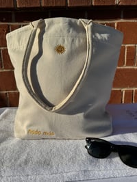 Image 3 of Solamente lo Esencial Embroidered Drawstring Tote Bag – Canvas Market Bag