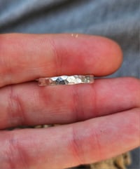 Image 4 of Womens Sterling Silver Hammered  Ring UK size N ( I can also make these to order to your size) 