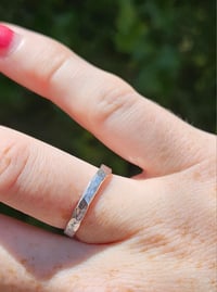 Image 3 of Womens Sterling Silver Hammered  Ring UK size N ( I can also make these to order to your size) 