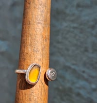 Image 1 of Ready to ship!  Orange Seaglass ring with handstamped heart Pebble 