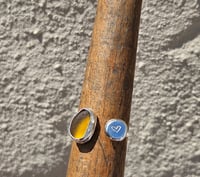Image 7 of Ready to ship!  Orange Seaglass ring with handstamped heart Pebble 