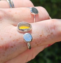 Image 4 of Ready to ship!  Orange Seaglass ring with handstamped heart Pebble 