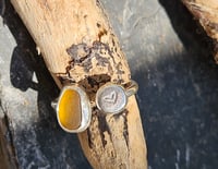 Image 5 of Ready to ship!  Orange Seaglass ring with handstamped heart Pebble 