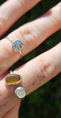 Image 8 of Ready to ship!  Orange Seaglass ring with handstamped heart Pebble 