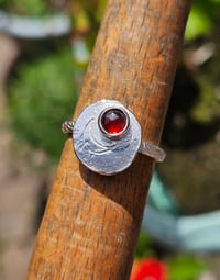 Image 4 of Ready to ship! Moon Ring with Garnet - UK size N 