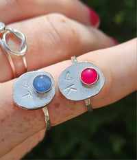 Image 3 of Initial Rings with gemstone and heart-made to order! Any size and any gemstone 