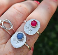 Image 7 of Initial Rings with gemstone and heart-made to order! Any size and any gemstone 