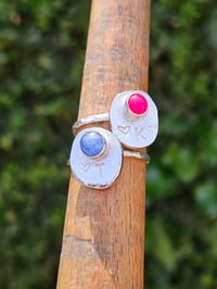 Image 2 of Initial Rings with gemstone and heart-made to order! Any size and any gemstone 