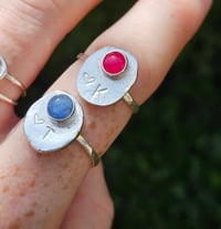 Image 1 of Initial Rings with gemstone and heart-made to order! Any size and any gemstone 