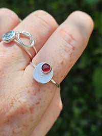 Image 1 of Heart and Garnet Ring -can make to order in different size) 