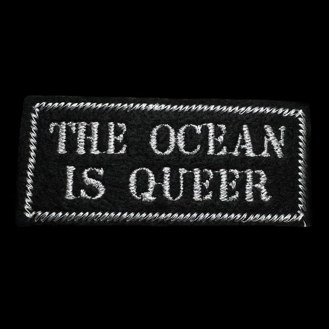 The Ocean Is Queer Patch | Black & White Rectangle